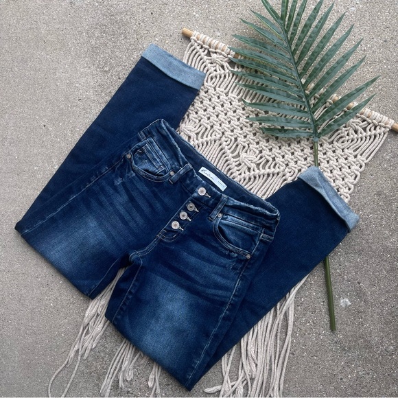 Kancan Cuffed Cropped Jeans Size 24 - Picture 1 of 6